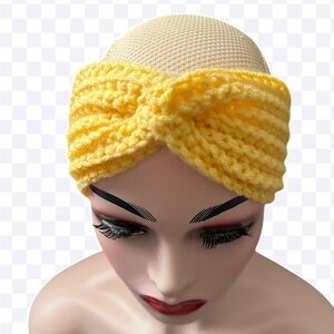Yellow crochet Headband twisted